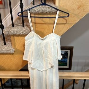 White spaghetti strap ruched waist romper